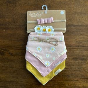 Baby Girl Accessory Set - 3 Neckerchiefs + Matching Headbands